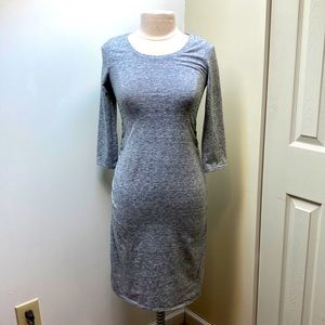 Liz Lange Maternity SZ XS Ruched Grey Stretchy Midi Fitted Dress